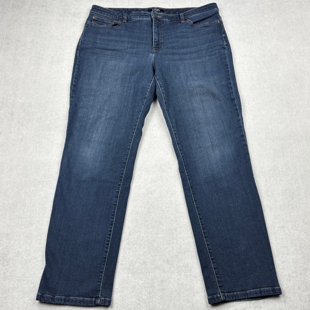 Chaps Daniella Curvy Straight Leg Jeans Blue Denim Stretch Womens Size 20W